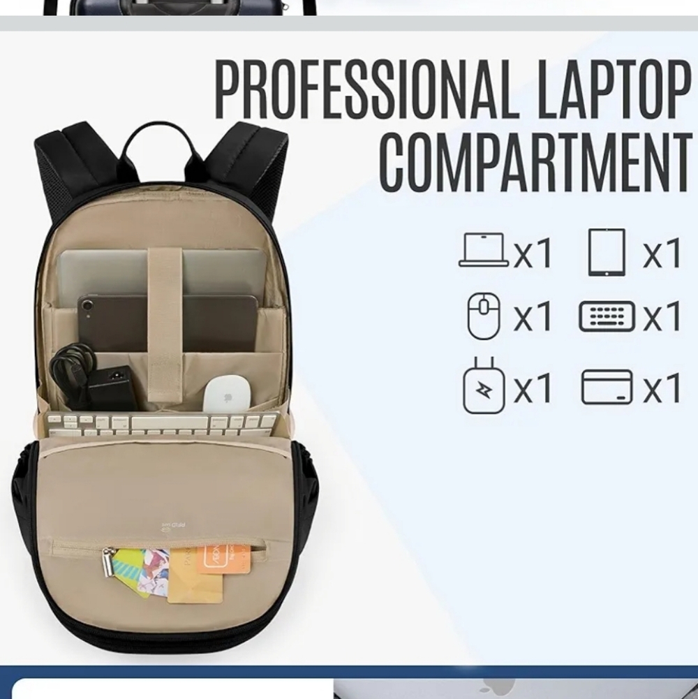 Navy Blue Laptop Travel Backpack RFID safe - Picture 15 of 15